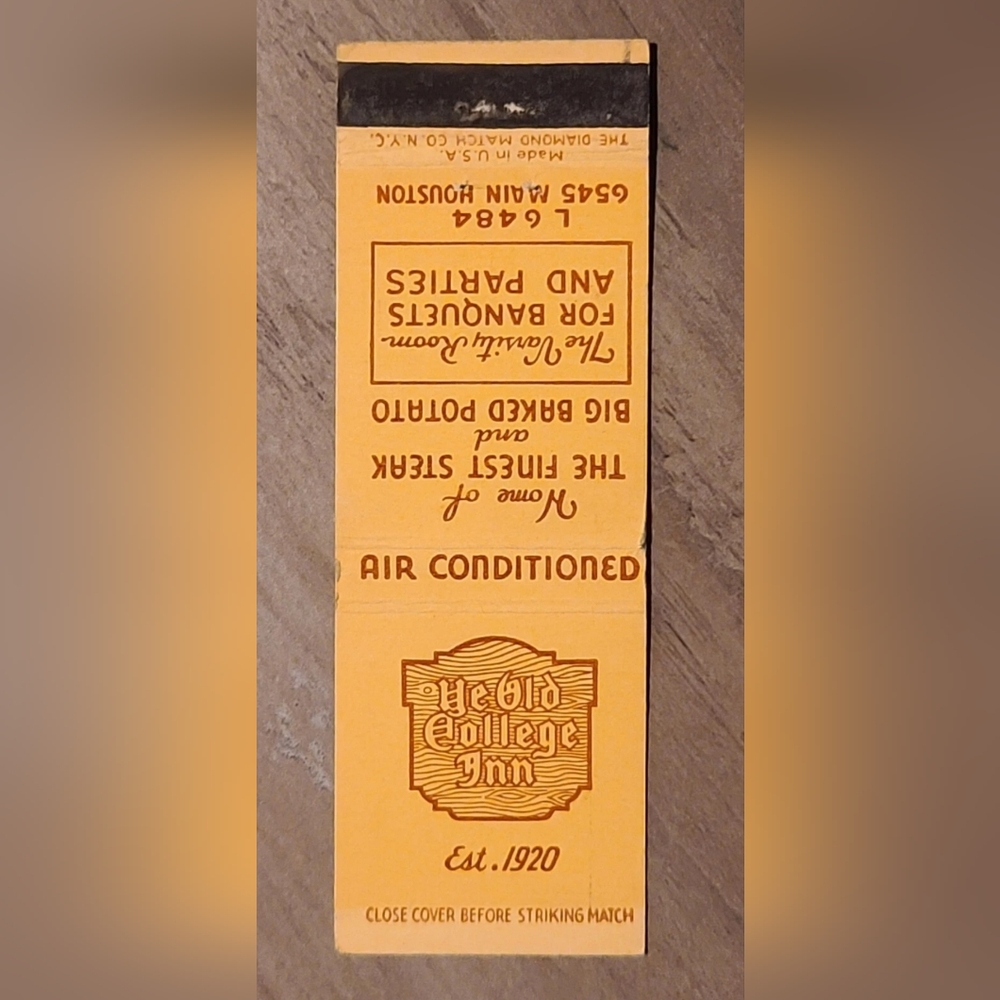 Ye Old College Inn Est. 1920 Matchbook Cover [ Read Details ]